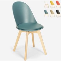 Stuhl in Skandinavischen Design aus Holz mit Kissen für Küche Esszimmer Bib Nordica - Dunkel Grün von AHD AMAZING HOME DESIGN