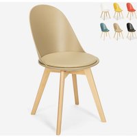 Stuhl in Skandinavischen Design aus Holz mit Kissen für Küche Esszimmer Bib Nordica - Grau von AHD AMAZING HOME DESIGN