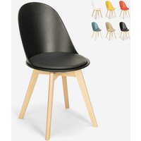 Stuhl in Skandinavischen Design aus Holz mit Kissen für Küche Esszimmer Bib Nordica - Schwarz von AHD AMAZING HOME DESIGN