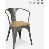 Stuhl industrie-design bar küche Steel Wood Arm Light - Dunkel Grau von AHD AMAZING HOME DESIGN