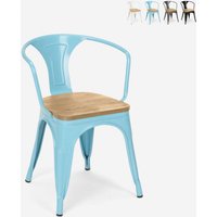 Stuhl industrie-design bar küche Steel Wood Arm Light - Hellblau von AHD AMAZING HOME DESIGN