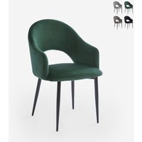 Stuhl mit Armlehnen modern aus Samt für Esszimmer und Küche Rozan - Dunkel Grün von AHD AMAZING HOME DESIGN