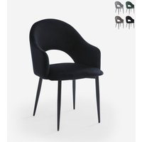 Stuhl mit Armlehnen modern aus Samt für Esszimmer und Küche Rozan - Schwarz von AHD AMAZING HOME DESIGN