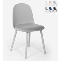 Stuhl mit Samt-Kissen für Küche Wohnzimmer Restaurant Esszimmer Florya - Grau von AHD AMAZING HOME DESIGN