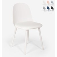 Stuhl mit Samt-Kissen für Küche Wohnzimmer Restaurant Esszimmer Florya - Weiß von AHD AMAZING HOME DESIGN