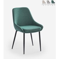Stuhl modern Küche aus Stoff mit schwarzen Metallbeinen Piros - Dunkel Grün von AHD AMAZING HOME DESIGN