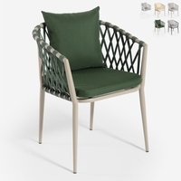 Verve gepolsterter Outdoor-Seilstuhl mit Armlehnen mit Kissen - Dunkel Grün von AHD AMAZING HOME DESIGN
