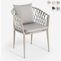 Verve gepolsterter Outdoor-Seilstuhl mit Armlehnen mit Kissen - Grau von AHD AMAZING HOME DESIGN