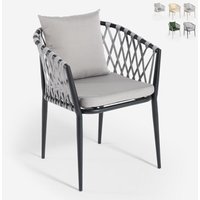 Verve gepolsterter Outdoor-Seilstuhl mit Armlehnen mit Kissen - Schwarz von AHD AMAZING HOME DESIGN