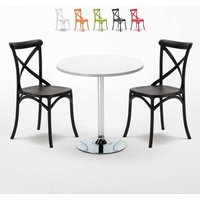 Weiß Tisch und 2 Stühle Farbiges Polypropylen-Innenmastenset Vintage Long Island - Schwarz von AHD AMAZING HOME DESIGN