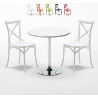 Weiß Tisch und 2 Stühle Farbiges Polypropylen-Innenmastenset Vintage Long Island - Weiß von AHD AMAZING HOME DESIGN