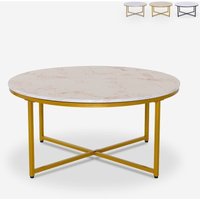 Wohnzimmertisch modern rund 90cm aus Metall Marmoreffekt Sulley+ - Gold Wohnzimmertisch modern rund 90cm aus Metall Marmoreffekt Sulley+ - Gold von AHD AMAZING HOME DESIGN