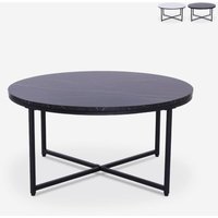 Wohnzimmertisch rund 80 cm aus Metall und Marmoreffektplatte Sulley - Schwarz von AHD AMAZING HOME DESIGN