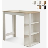 moderner hoher Tisch für Barhocker mit Regalen Küchen Charmes - Weiß - Eiche von AHD AMAZING HOME DESIGN