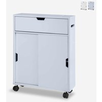 platzsparender Badezimmerschrank Aufbewahrungsschrank mit Rollen und Schiebetüren Gitseg - Grau von AHD AMAZING HOME DESIGN