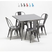 quadratischer tisch und industrielle metallstühle im-stil flushing - Grau von AHD AMAZING HOME DESIGN