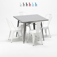 quadratischer tisch und industrielle metallstühle im-stil flushing - Weiß von AHD AMAZING HOME DESIGN