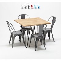 quadratischer tisch und stühle aus metall und holz industrielle garnitur im stil tribeca - Grau quadratischer tisch und stühle aus metall und holz industrielle garnitur im stil tribeca - Grau von AHD AMAZING HOME DESIGN