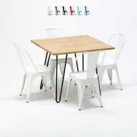quadratischer tisch und stühle aus metall und holz industrielle garnitur im stil tribeca - Weiß quadratischer tisch und stühle aus metall und holz industrielle garnitur im stil tribeca - Weiß von AHD AMAZING HOME DESIGN