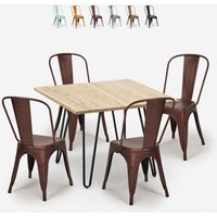 set tisch 80x80cm 4 stühle küche bar vintage metall holz hedges light - Bronze von AHD AMAZING HOME DESIGN