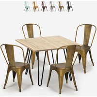 set tisch 80x80cm 4 stühle küche bar vintage metall holz hedges light - Gold von AHD AMAZING HOME DESIGN