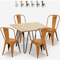 set tisch 80x80cm 4 stühle küche bar vintage metall holz hedges light - Orange von AHD AMAZING HOME DESIGN