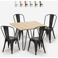 set tisch 80x80cm 4 stühle küche bar vintage metall holz hedges light - Schwarz von AHD AMAZING HOME DESIGN