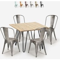 set tisch 80x80cm 4 stühle küche bar vintage metall holz hedges light - Silver set tisch 80x80cm 4 stühle küche bar vintage metall holz hedges light - Silver von AHD AMAZING HOME DESIGN
