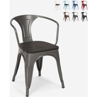 stühle stuhl aus metall holz im industriellen stil für bar küchen steel wood arm - Dunkel Grau von AHD AMAZING HOME DESIGN