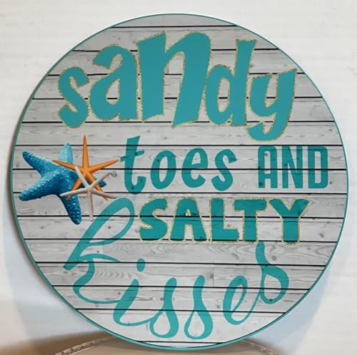 Blechschilder, Strandkranzschild, Sandy toes and salty kisses, Metallschild, Bastelbedarf, rundes Schild, Küstendekor, Kranzbefestigung, Metallschild, 15,2 x 15,2 cm Blechschilder, Strandkranzschild, Sandy toes and salty kisses, Metallschild, Bastelbedarf, rundes Schild, Küstendekor, Kranzbefestigung, Metallschild, 15,2 x 15,2 cm von ahee
