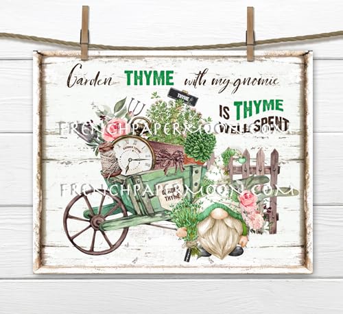 Blechschilder Gartenzwerg Garten Kräuter Thymian Garten Thymian Gartenzwerg Schild abgestuftes Tablett Sommer Metallschild 20,3 x 15,2 cm von AHEE