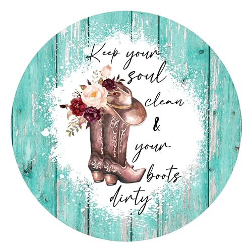 Blechschilder Keep Your Soul Clean and Your Boots Dirty Schild, Cowboystiefel, Alltagsdekoration, Kranzmitte, Metallschild, 30,5 x 30,5 cm Blechschilder Keep Your Soul Clean and Your Boots Dirty Schild, Cowboystiefel, Alltagsdekoration, Kranzmitte, Metallschild, 30,5 x 30,5 cm von AHEE