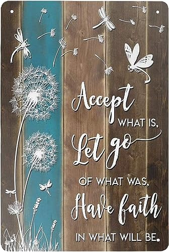 Metall-Blechschilder "Accept What is Let Go of What Was Have Faith in What Will Be - Pusteblume und Libelle", 20,3 x 15,2 cm, Blechschild aus Metall Metall-Blechschilder "Accept What is Let Go of What Was Have Faith in What Will Be - Pusteblume und Libelle", 20,3 x 15,2 cm, Blechschild aus Metall von AHEE