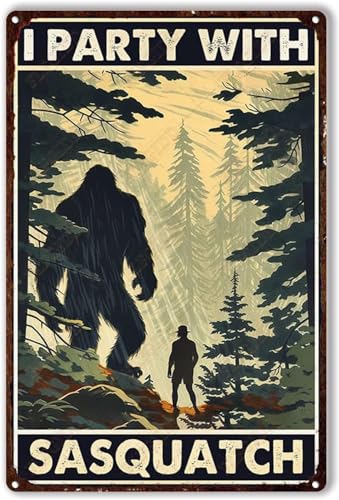 Retro Blechschild Camping und Bigfoot I Party mit Sasquatch Metall-Blechschild Männerhöhle Bar Pub Dekor 20,3 x 15,2 cm Blechschild Retro Blechschild Camping und Bigfoot I Party mit Sasquatch Metall-Blechschild Männerhöhle Bar Pub Dekor 20,3 x 15,2 cm Blechschild von AHEE