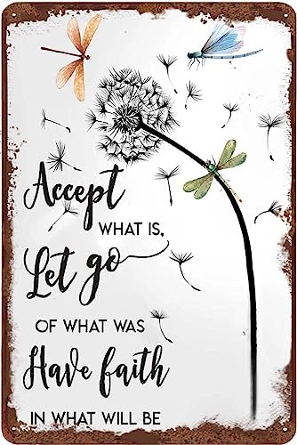 Vintage Metallschild Accept What is Let Go of What Was Was Have Faith In What Will Be - Löwenzahn und Libelle Blechschild Vintage Home Bar Küche Garage Wanddekoration Kunstschild CF-1 20,3 x 15,2 cm Vintage Metallschild Accept What is Let Go of What Was Was Have Faith In What Will Be - Löwenzahn und Libelle Blechschild Vintage Home Bar Küche Garage Wanddekoration Kunstschild CF-1 20,3 x 15,2 cm von AHEE