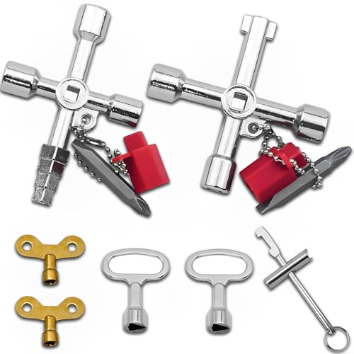 AHEJIOO 7PC Set, Heizungsentlüftungsschlüssel Set, Schaltschrankschlüssel, Dreikantschlüssel, 4Kant Schlüssel, Dreikantschlüssel für Absperrpfosten Wasserhahn Schlüssel, für Wasser Stromzähler Aufzüge von AHEJIOO