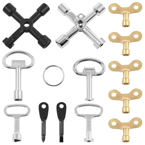 AHEJIOO 13 Heizungsentlüftungsschlüssel Set, Vierkantschlüssel Entlüftungsschlüssel, Schaltschrankschlüssel für Heizkörper Entlüftungsventil, Multifunktions- radiator key für Haushalt und Industrie von AHEJIOO