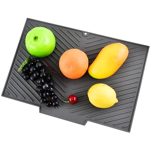 Abtropfmatte Geschirr Silikon Abtropfmatte Spüle 33 x 42,5 cm Küchenmatte für Geschirr Geneigte Fläche und Rillenstruktur für Optimalen Wasserablauf Rutschfeste und Hitzebeständige Silikonmatte Küche von AHEJIOO