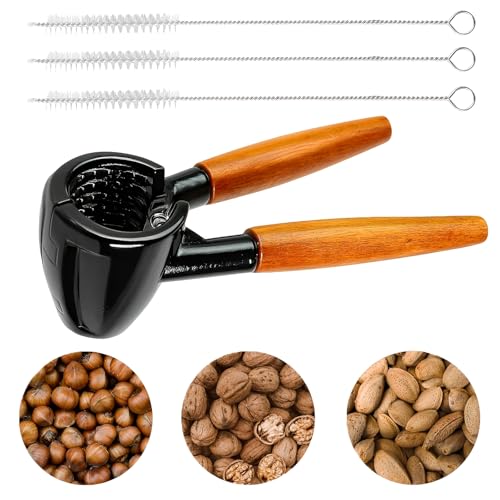 Multifunktionaler Nussknacker Und 3 Reinigungsbürsten, Nussknacker Walnüsse Mit Rutschfestem Holzgriff, Walnussknacker, Nussknacker Haselnüsse, Haselnussknacker, für Walnüsse Haselnüsse Mandeln Multifunktionaler Nussknacker Und 3 Reinigungsbürsten, Nussknacker Walnüsse Mit Rutschfestem Holzgriff, Walnussknacker, Nussknacker Haselnüsse, Haselnussknacker, für Walnüsse Haselnüsse Mandeln von AHEJIOO