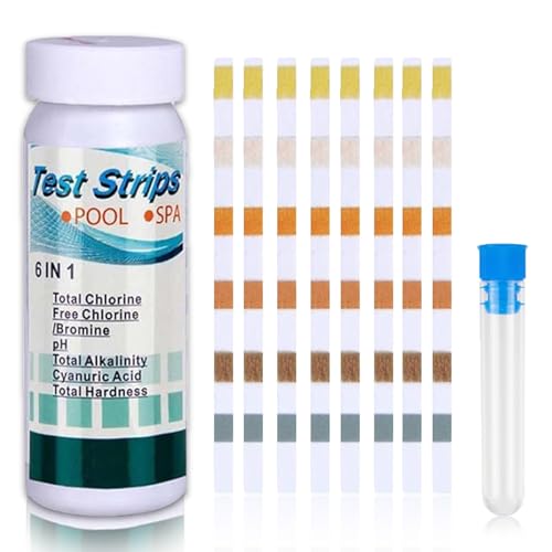 AHEJIOO PH Teststreifen 150 Stück Pool und Aquarium Teststreifen für PH-Wert, Chlor und Wasserhärte, Urin Teststreifen, Ketose Teststreifen, hoher Genauigkeit, inklusive Teströhrchen von AHEJIOO
