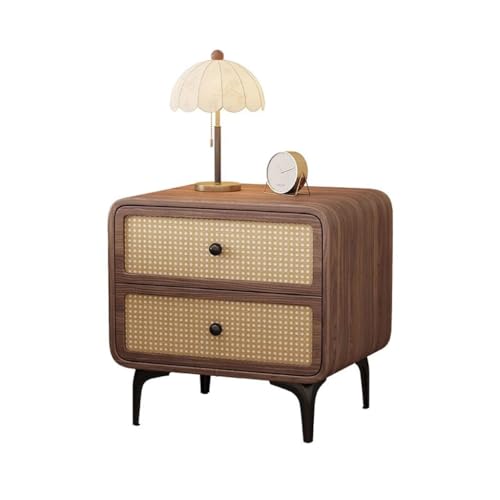 AHGFTYRDT Nachttisch Home Kreative Schlafzimmer Massivholz Nachttisch Einfache Rattan High-End-Lagerschrank Nachttisch für Schlafzimmer(B:50CM*40CN*50CM) von AHGFTYRDT