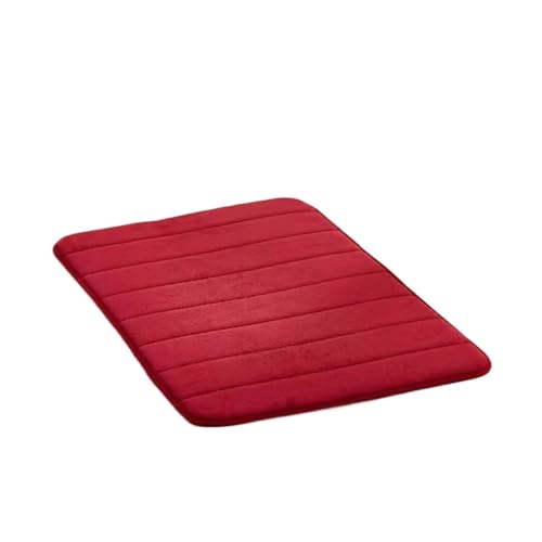 AHIOJEGX Badezimmermatte Badematte Coral Fleece Badezimmerteppich Wasseraufnahme Rutschfester Memory Foam Saugfähiger waschbarer Teppich Toilettenbodenmatte(Red) von AHIOJEGX