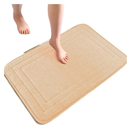 AHIOJEGX Badezimmermatte Badezimmer-Fußmatte, Memory Foam-Pad, mit Kopfsteinpflaster geprägte Badezimmer-Badematte, rutschfeste Teppiche, schnelle Wasseraufnahme, Duschraummatte(Beige,50CMx80CM) von AHIOJEGX