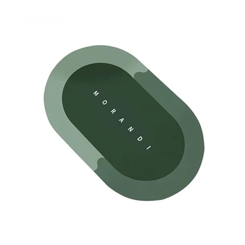 AHIOJEGX Badezimmermatte Badezimmer rutschfeste saugfähige Bodenmatte Home Küche Duschraum Badewanne Teppich Schnelltrocknende Tür Memory Foam Pads(Round Green) von AHIOJEGX