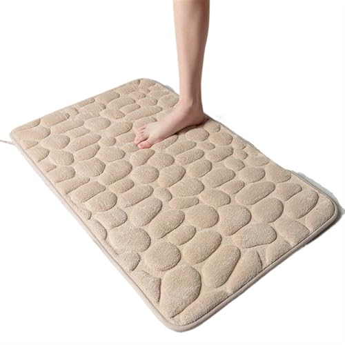 AHIOJEGX Badezimmermatte Fußmatte Coral Fleece Bodenmatte Haushalt Memory Foam Bestickt Badezimmer Verdickt Saugfähige Bodenmatte Tür(Brown,40x60 2PCS) von AHIOJEGX