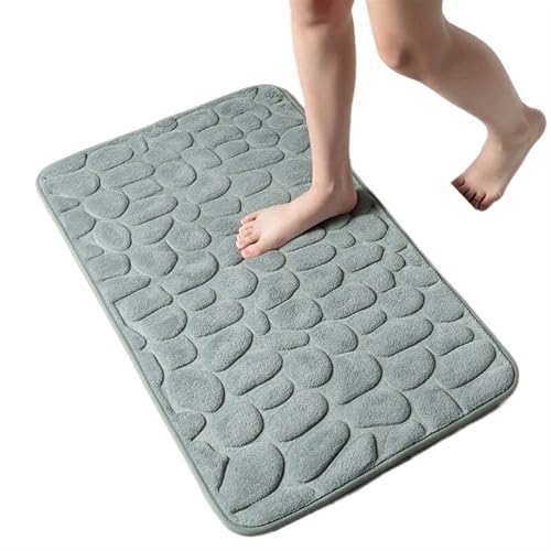 AHIOJEGX Badezimmermatte Fußmatte Coral Fleece Bodenmatte Haushalt Memory Foam Bestickt Badezimmer Verdickt Saugfähige Bodenmatte Tür(Green,40x60cm) von AHIOJEGX