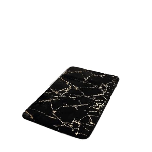 AHIOJEGX Badezimmermatte Übergroße Badematte Marmor Flauschige Bodenteppiche Badezimmerteppich Teppiche(Black,60x90cm) von AHIOJEGX