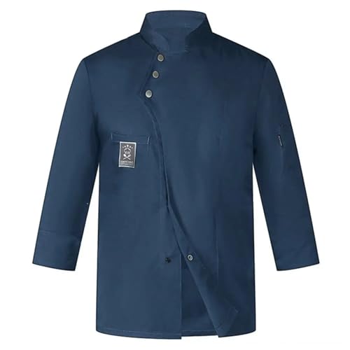 AHIOJEGX Kochjacken Unisex Waschbar Chef Uniform Männer Frauen Chef Tops Professionelle Chef Uniformen for Männer Frauen Wasserdicht Stehkragen Restaurant(Blue,L) von AHIOJEGX