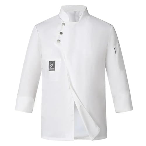 AHIOJEGX Kochjacken Unisex Waschbar Chef Uniform Männer Frauen Chef Tops Professionelle Chef Uniformen for Männer Frauen Wasserdicht Stehkragen Restaurant(White,M) von AHIOJEGX