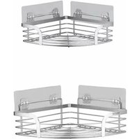 2er-Set Eck-Duschregal ohne Bohren, Badezimmerregal, selbstklebender dreieckiger Aufbewahrungskorb aus Edelstahl für Shampoo, Seife mit Haken (klein 2er-Set Eck-Duschregal ohne Bohren, Badezimmerregal, selbstklebender dreieckiger Aufbewahrungskorb aus Edelstahl für Shampoo, Seife mit Haken (klein von AHLSEN